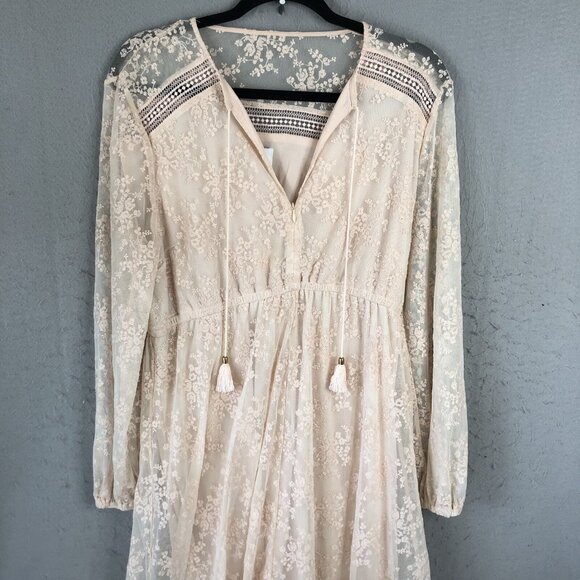 BAE Dress Womens M Pink Blush Lace Cottage Core Fairy Feminine Victorian NEW - Picture 2 of 16